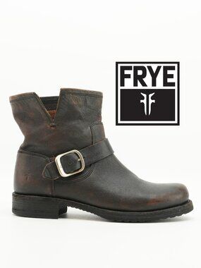 FRYE Vintage Short Brown Moto Engineer Boots Size 8